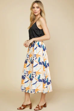 Abstract Botanical Midi Skirt*SKIES ARE BLUE Online