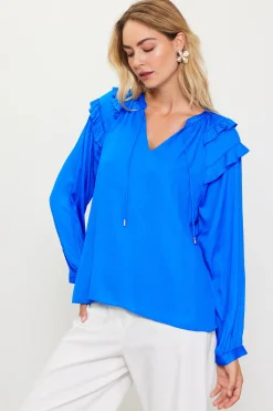 Adele Ruffled Split Neck Top*SKIES ARE BLUE Best