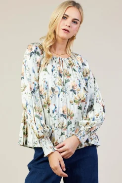 Amani Floral Print Pleated Blouse*SKIES ARE BLUE