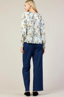 Amani Floral Print Pleated Blouse*SKIES ARE BLUE