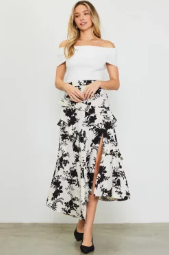 Amaya Jacquard Ruffle Asymmetrical Skirt*SKIES ARE BLUE Outlet