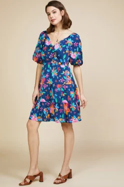 Aquatic Floral Surplice Short Dress*SKIES ARE BLUE Clearance
