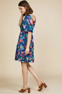 Aquatic Floral Surplice Short Dress*SKIES ARE BLUE Clearance
