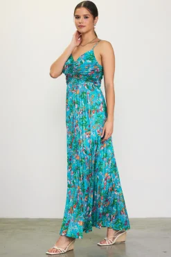 Ariel Tropical Print Pleated Maxi Dress*SKIES ARE BLUE New
