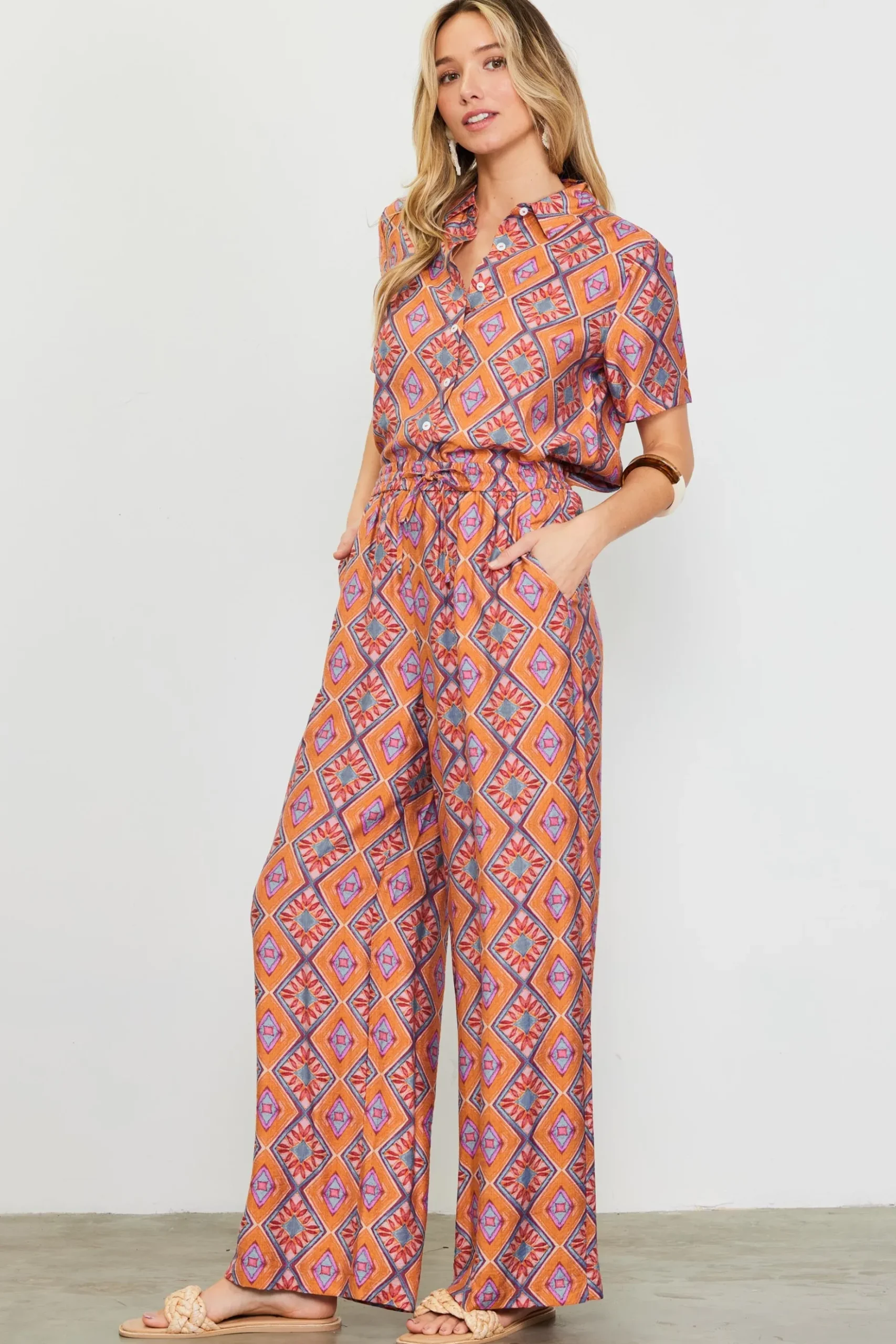 Aspen Print Elastic Waist Pants*SKIES ARE BLUE Online