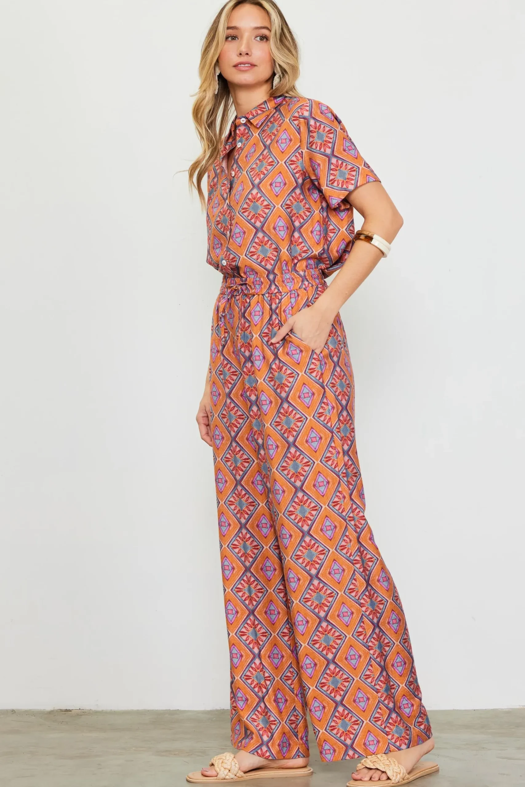 Aspen Print Elastic Waist Pants*SKIES ARE BLUE Online