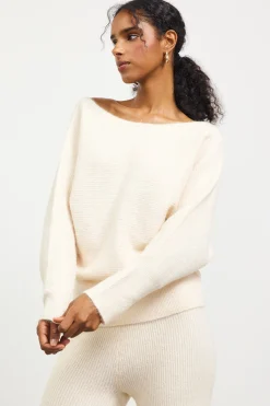 Boatneck Ribbed Knit Sweater*SKIES ARE BLUE Outlet