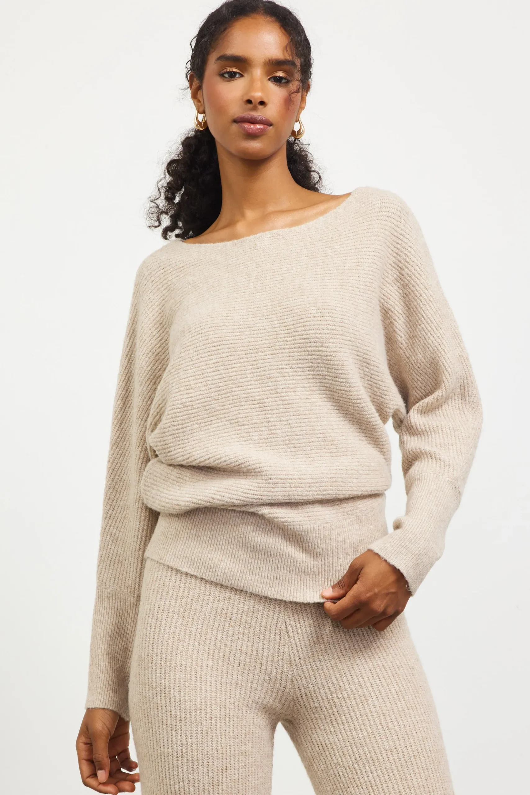 Boatneck Ribbed Knit Sweater*SKIES ARE BLUE Clearance