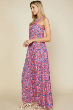 Bohemian Floral Crossed Neck Maxi Dress*SKIES ARE BLUE