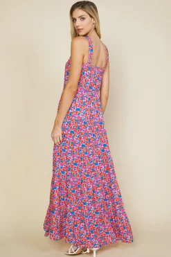 Bohemian Floral Crossed Neck Maxi Dress*SKIES ARE BLUE