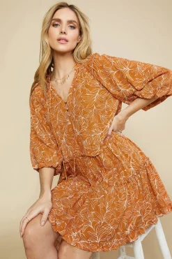 Botanical Ruffled Mini Dress*SKIES ARE BLUE Sale