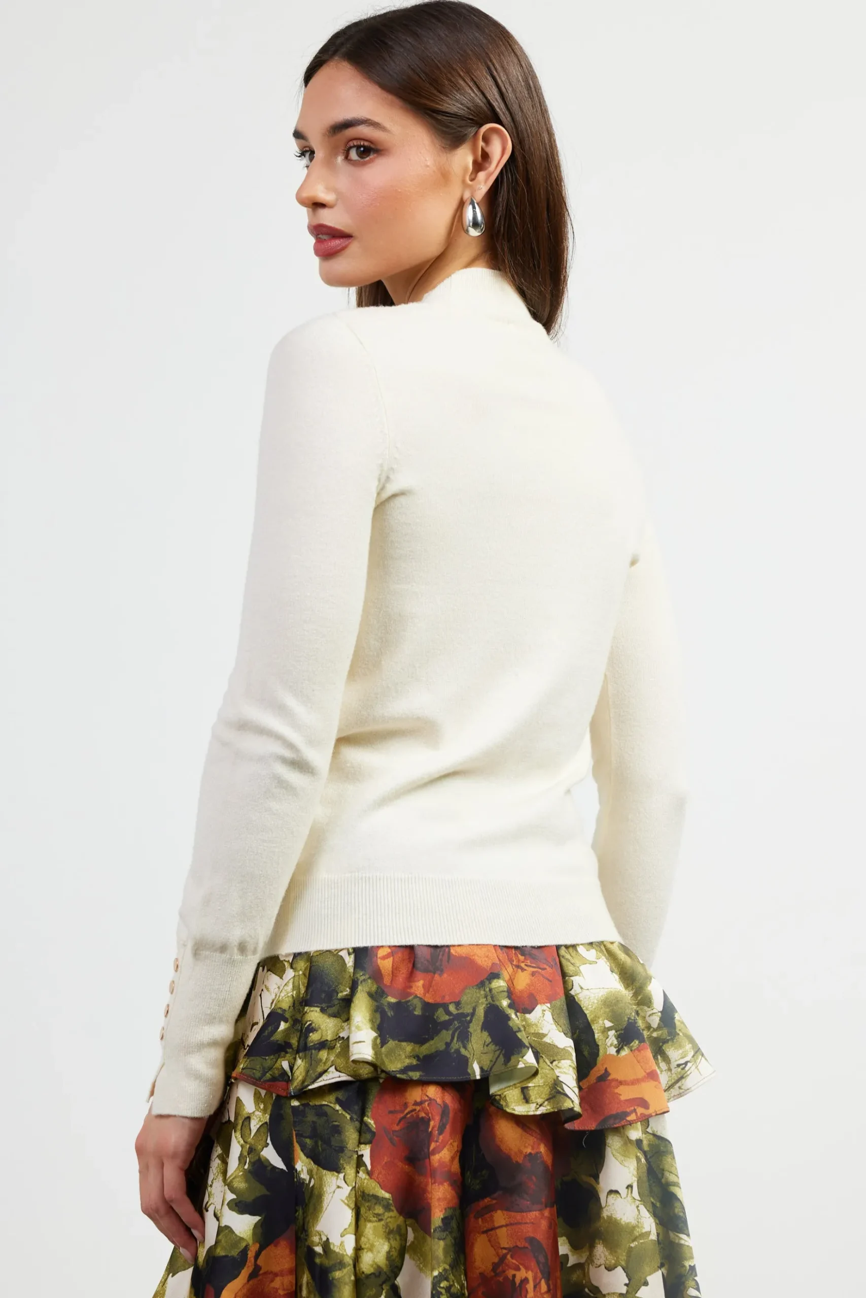 Button Detail Mock Neck Sweater*SKIES ARE BLUE Online