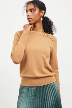 Button Detail Mock Neck Sweater*SKIES ARE BLUE New