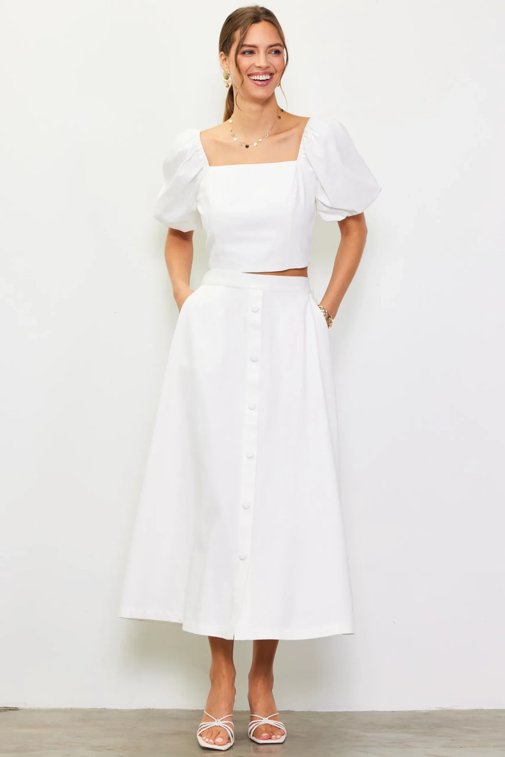 Button Down Maxi Skirt*SKIES ARE BLUE New