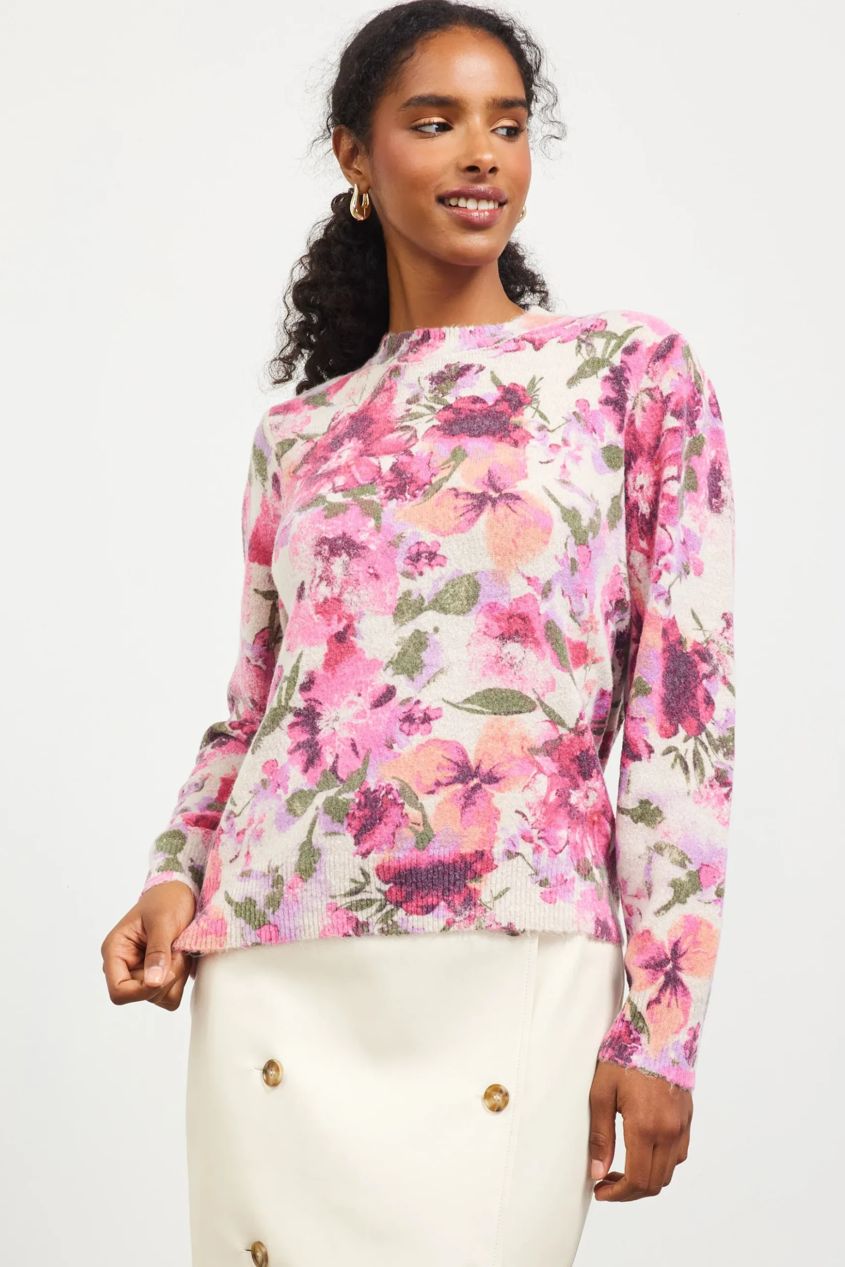 Camelia Floral Print Sweater*SKIES ARE BLUE Outlet