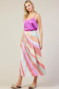 Carmine Print Pleated Midi Skirt*SKIES ARE BLUE New
