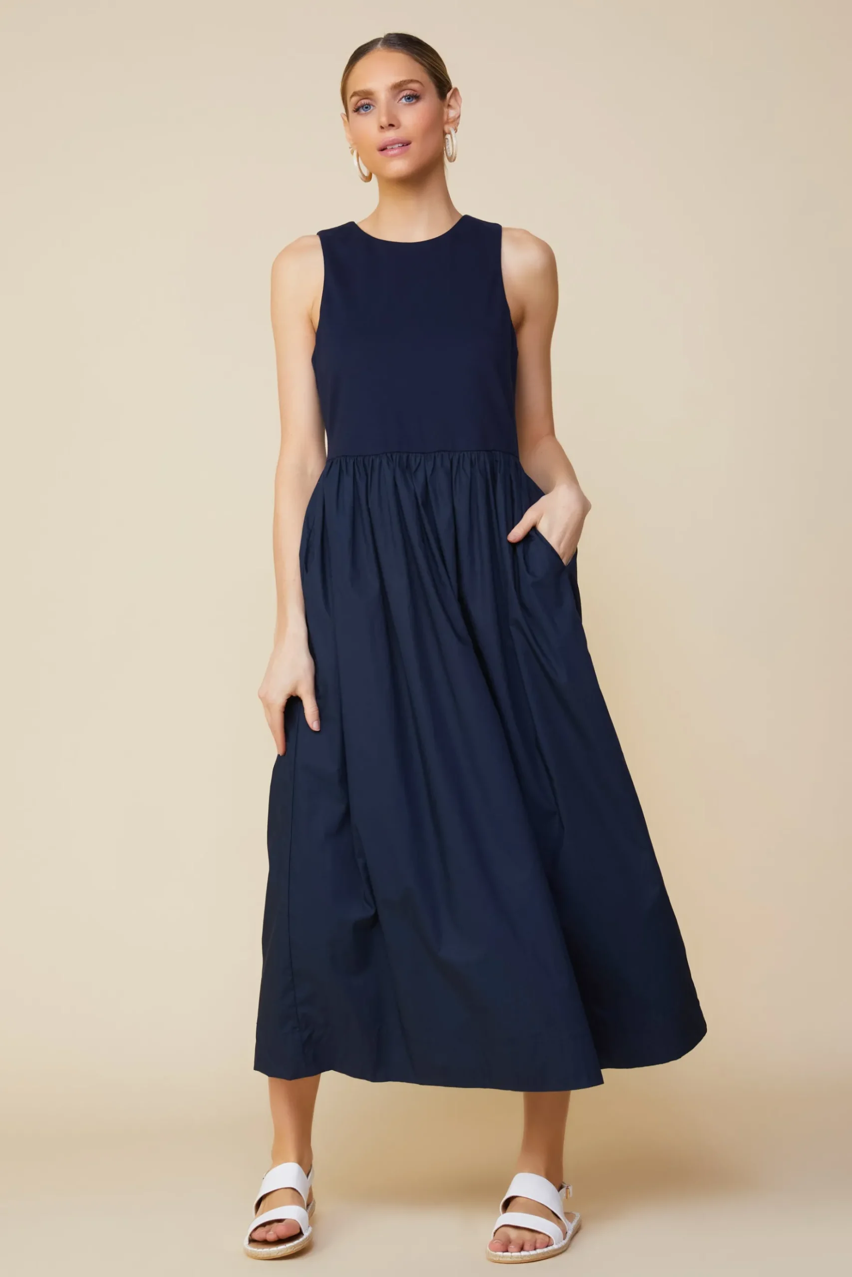 Celia Mixed Media Midi Dress*SKIES ARE BLUE Sale