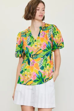Celine Floral Print Bubble Sleeve Top*SKIES ARE BLUE Sale