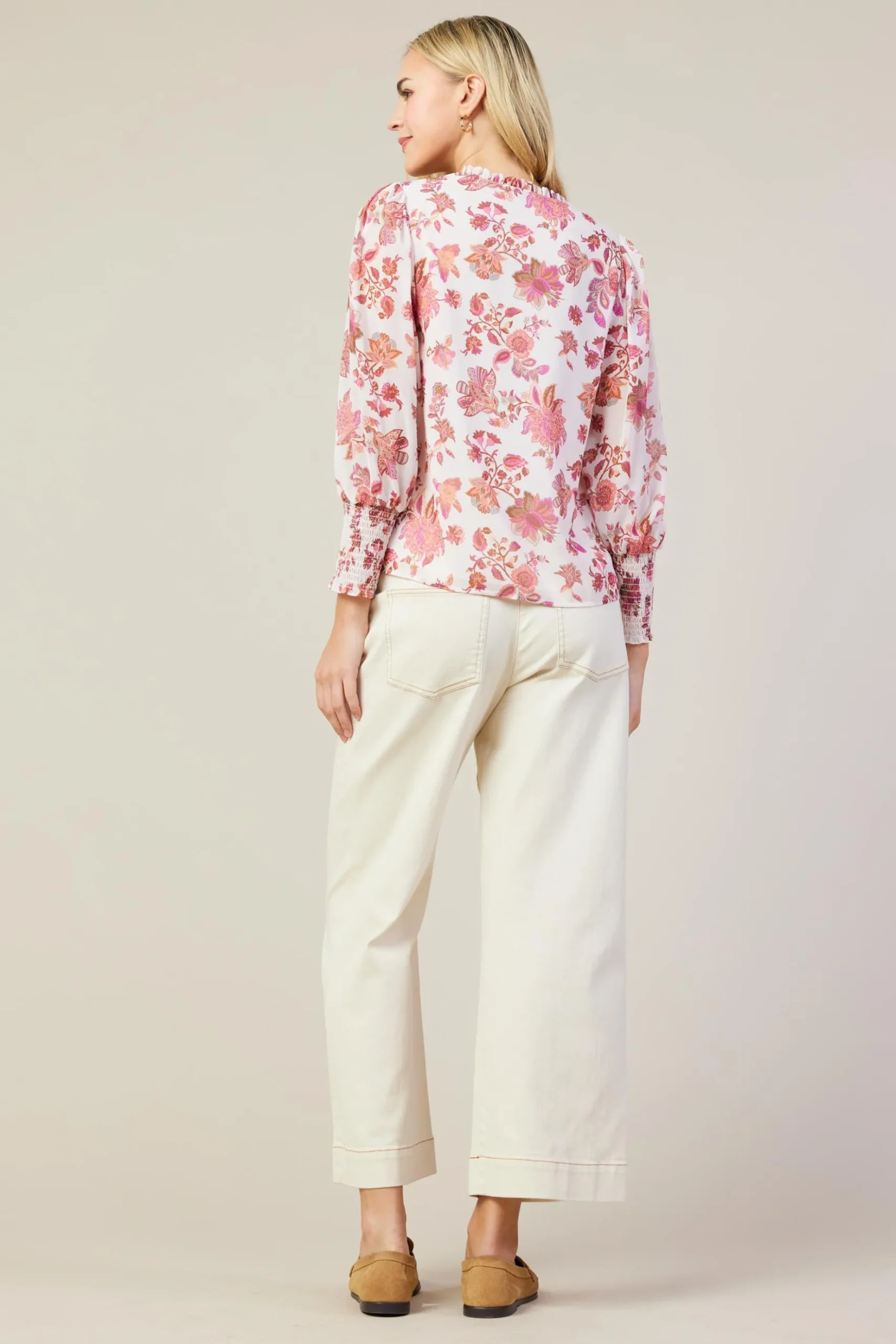 Ceres Floral Print Smocked Detail Top*SKIES ARE BLUE Clearance