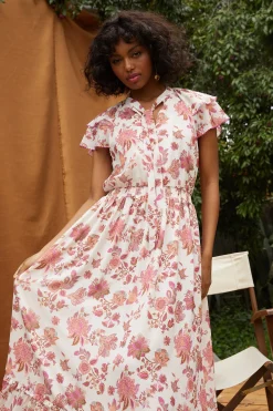 Ceres Floral Print Tie Neck Midi Dress*SKIES ARE BLUE New