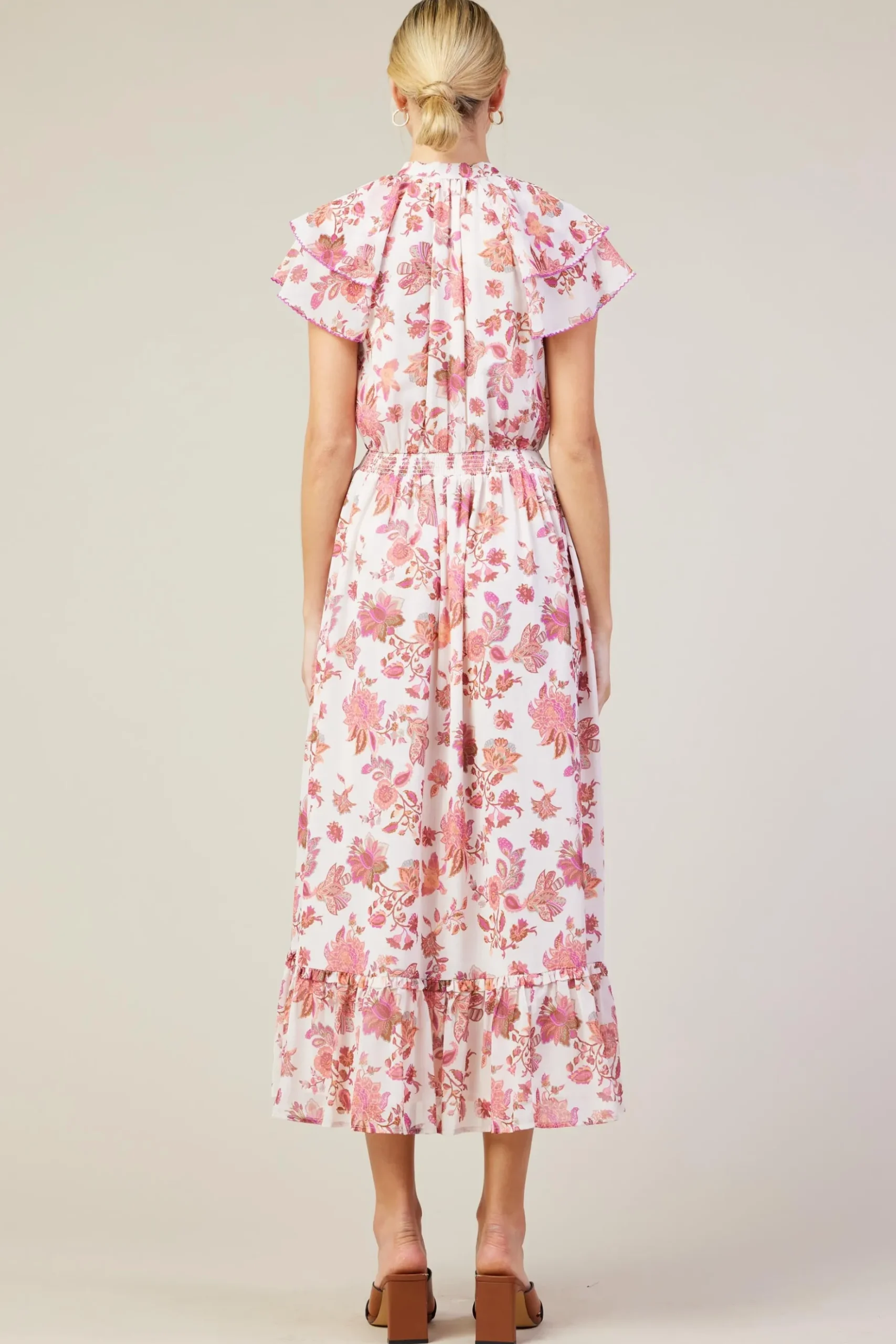 Ceres Floral Print Tie Neck Midi Dress*SKIES ARE BLUE New