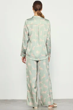 Cheetah Print Satin Long Pants*SKIES ARE BLUE