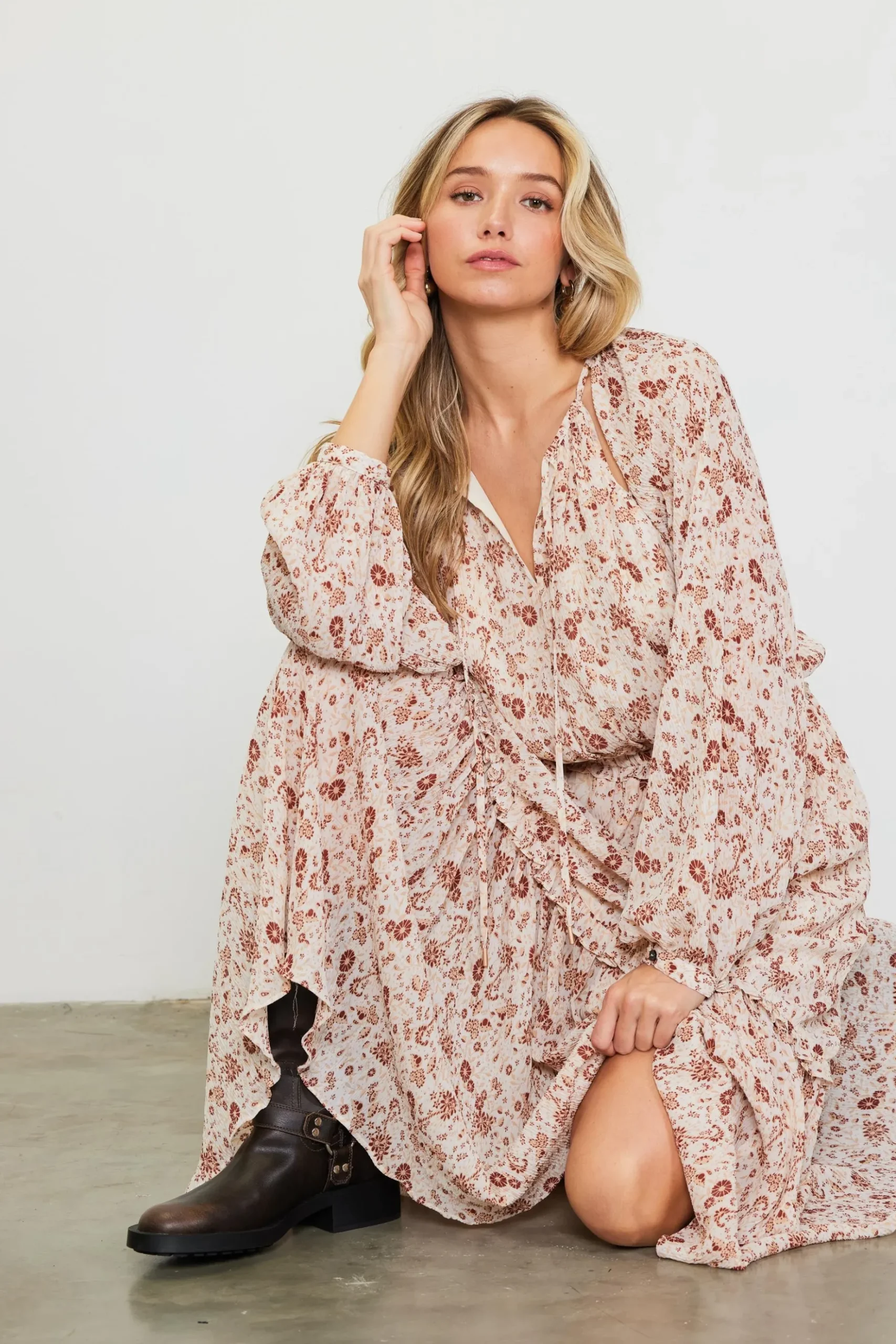Chiffon Print Split Midi Dress*SKIES ARE BLUE Sale
