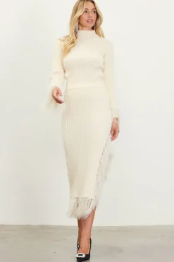 Clio Feathered Fringe Asymmetrical Skirt*SKIES ARE BLUE New
