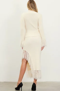 Clio Feathered Fringe Mock Neck Sweater*SKIES ARE BLUE Discount