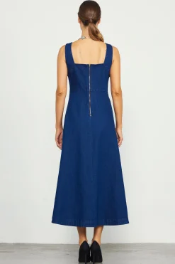 Corset Denim Pleated Dress*SKIES ARE BLUE Hot