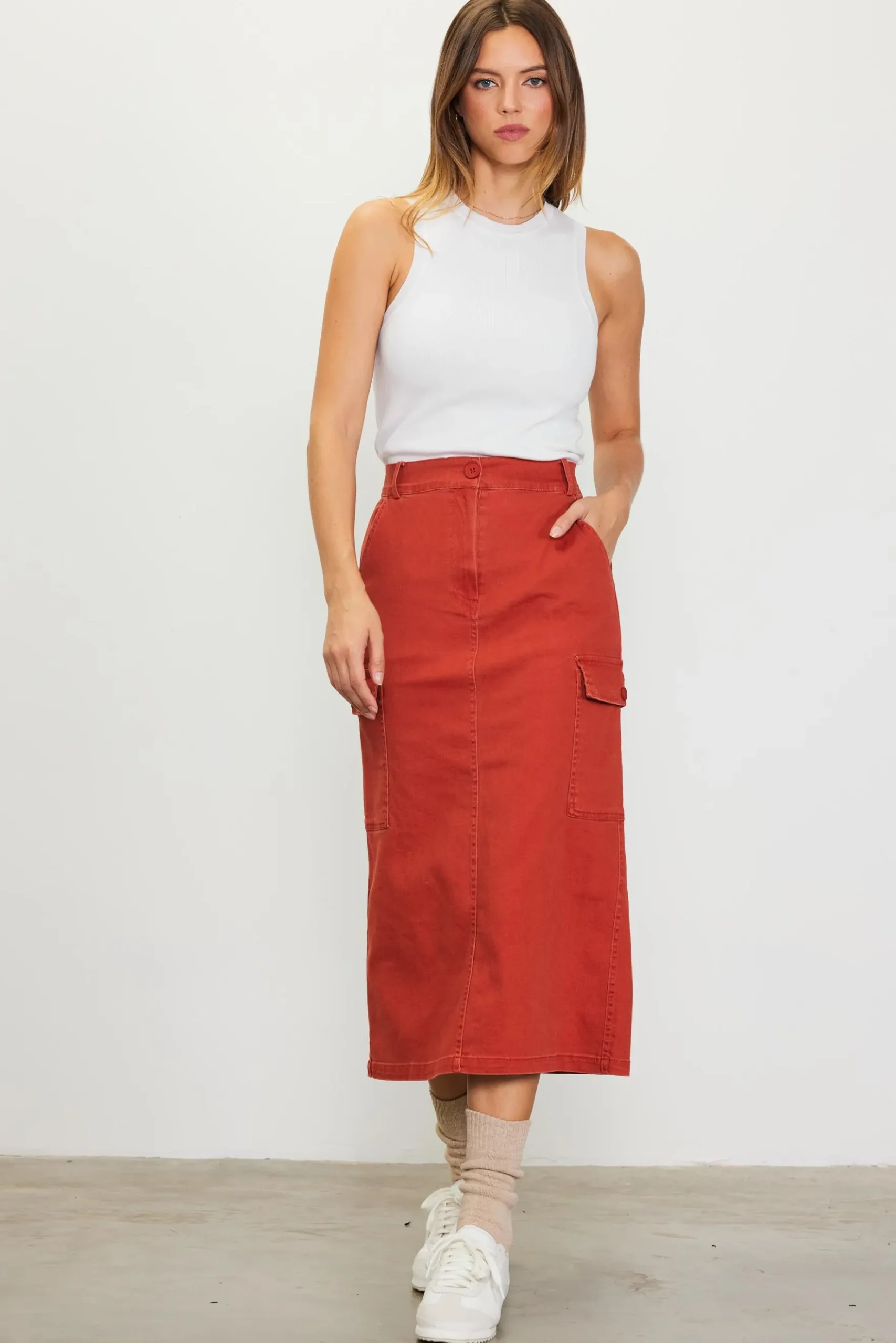 Cotton Twill Cargo Skirt*SKIES ARE BLUE Best