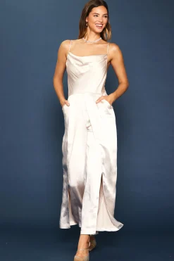 Cowl Neckline Satin Jumpsuit*SKIES ARE BLUE New