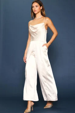 Cowl Neckline Satin Jumpsuit*SKIES ARE BLUE New