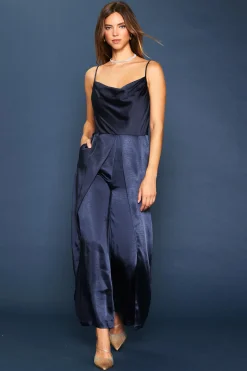 Cowl Neckline Satin Jumpsuit*SKIES ARE BLUE Best