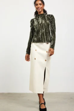 Crinkled Velvet Mock Neck Top*SKIES ARE BLUE Online
