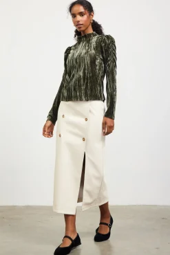 Crinkled Velvet Mock Neck Top*SKIES ARE BLUE Online