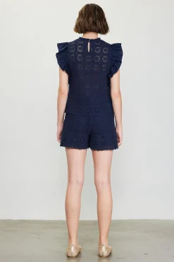 Crochet Flutter Sleeve Top*SKIES ARE BLUE Sale