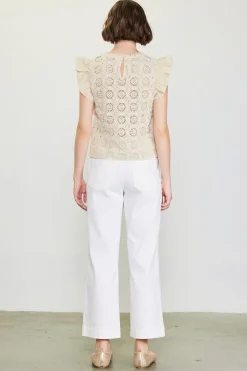 Crochet Flutter Sleeve Top*SKIES ARE BLUE Online