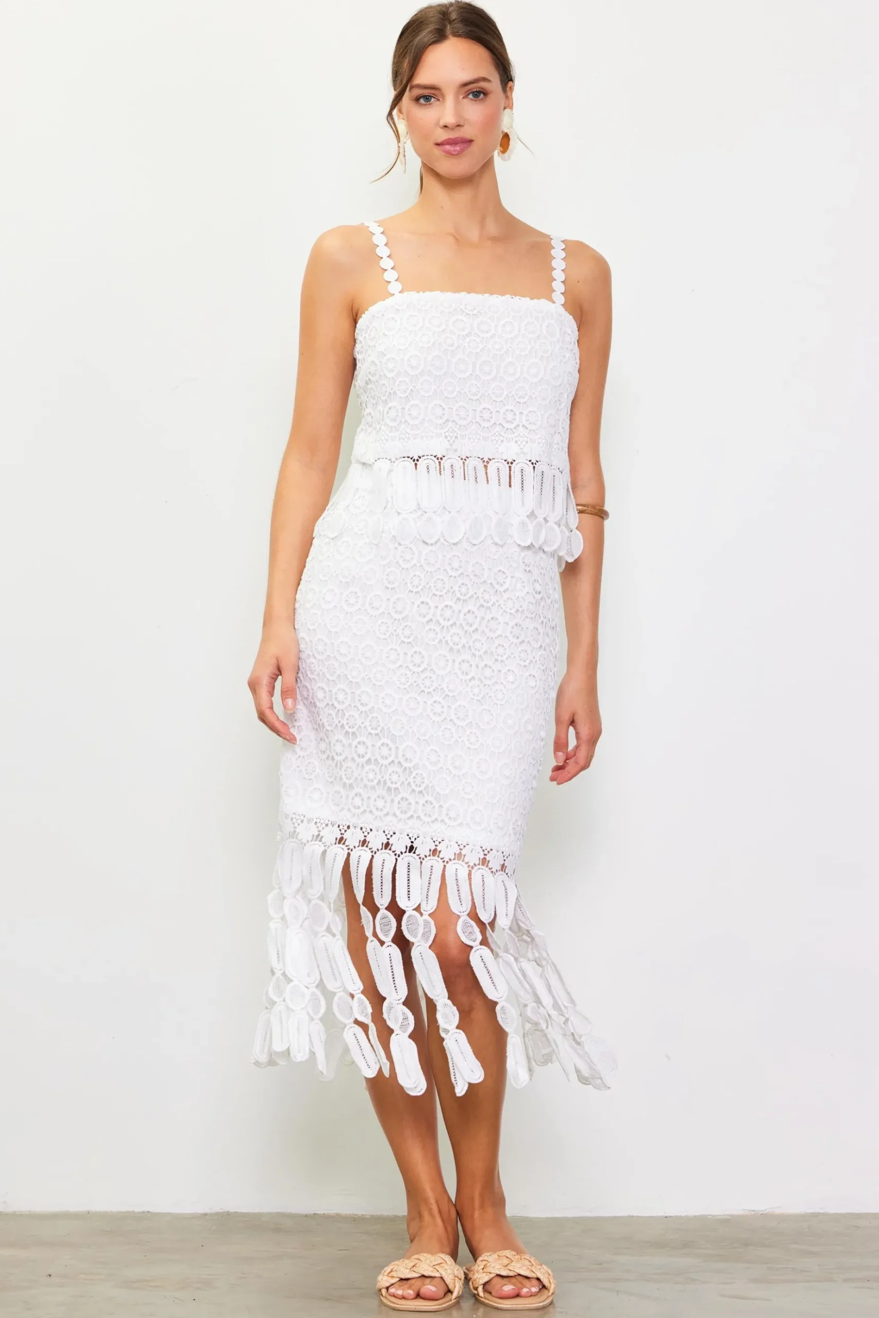 Crochet Midi Skirt with Fringe Detail*SKIES ARE BLUE New