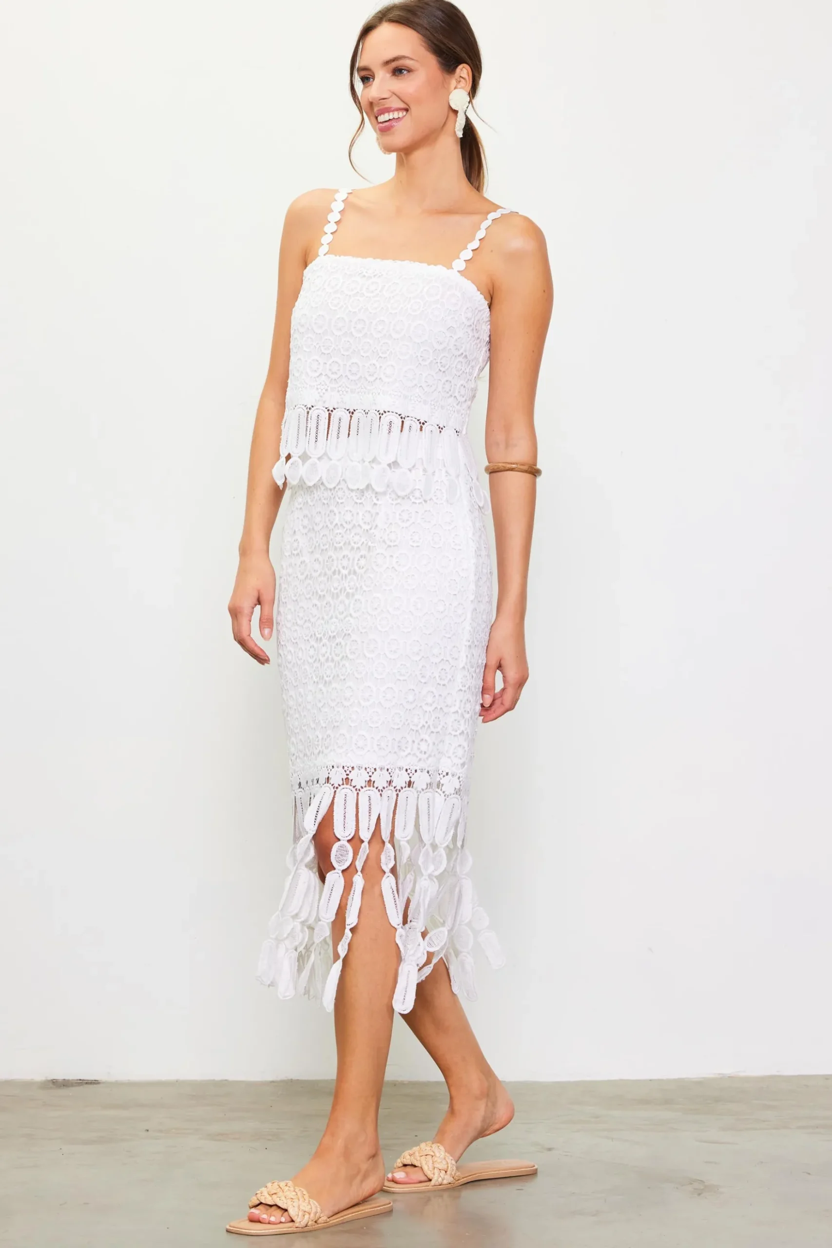 Crochet Midi Skirt with Fringe Detail*SKIES ARE BLUE New