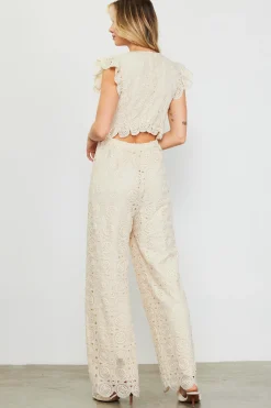 Crochet Ruffled Sleeve Jumpsuit*SKIES ARE BLUE Hot