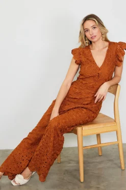 Crochet Ruffled Sleeve Jumpsuit*SKIES ARE BLUE Online