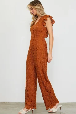 Crochet Ruffled Sleeve Jumpsuit*SKIES ARE BLUE Online