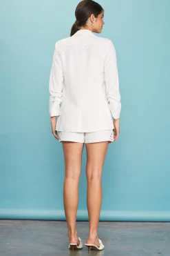 Crochet Trim Shirred Sleeve Blazer*SKIES ARE BLUE Hot