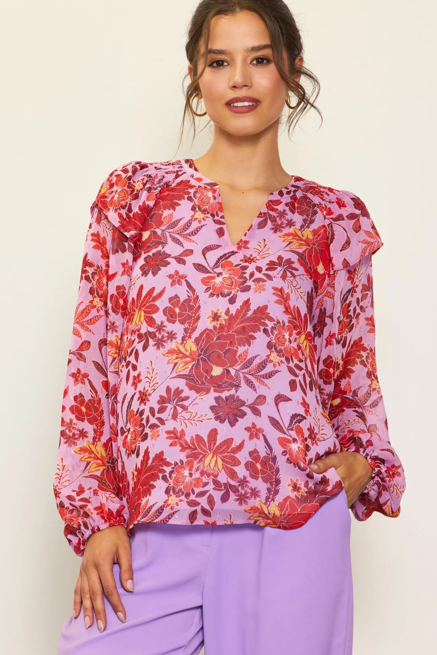 Dahlia Print Longsleeve Blouse*SKIES ARE BLUE