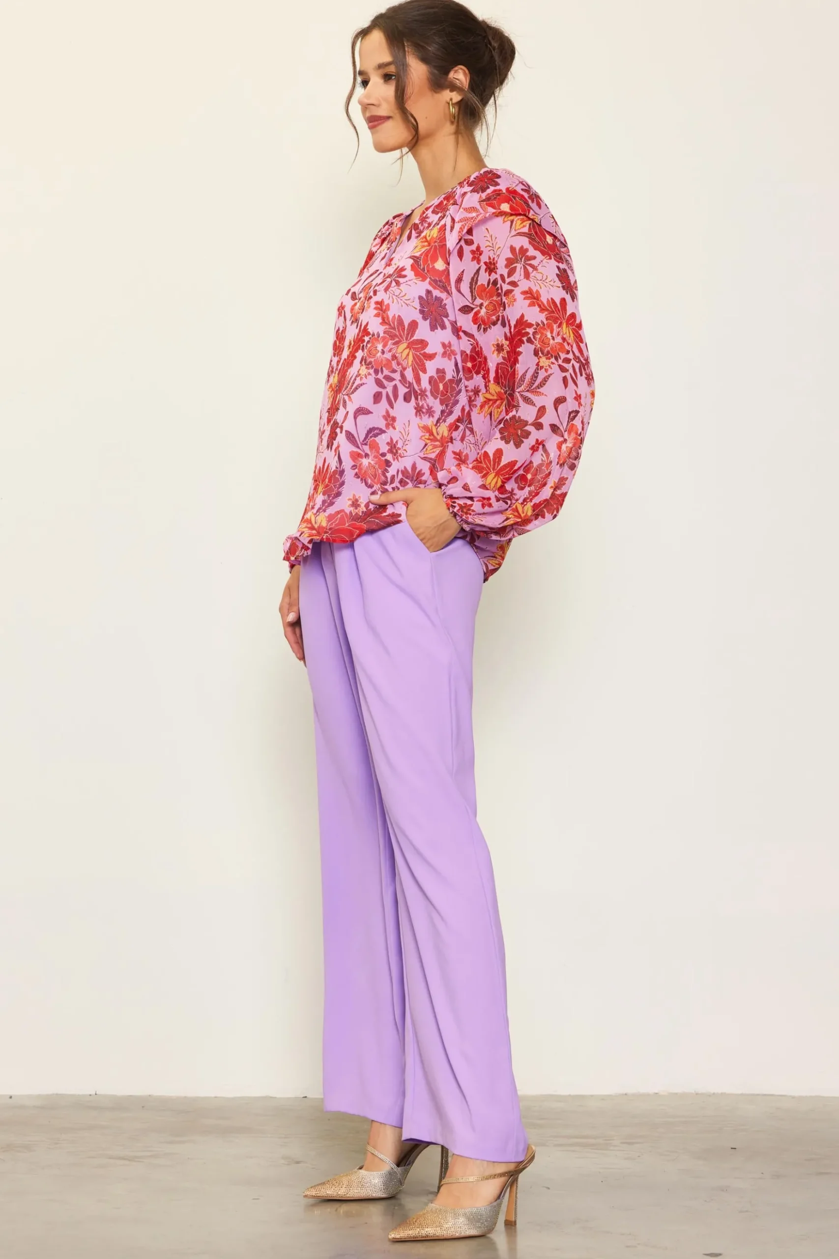 Dahlia Print Longsleeve Blouse*SKIES ARE BLUE
