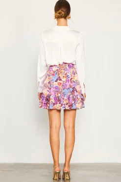 Dahlia Print Smocked Mini Skirt*SKIES ARE BLUE Discount