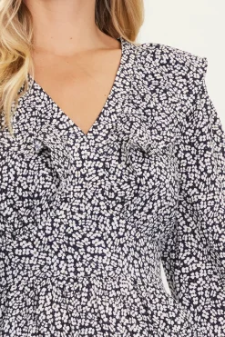 Dainty Floral Print Ruffle Trim Maxi Dress*SKIES ARE BLUE New