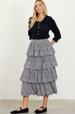 Dainty Floral Print Ruffle Midi Skirt*SKIES ARE BLUE Hot