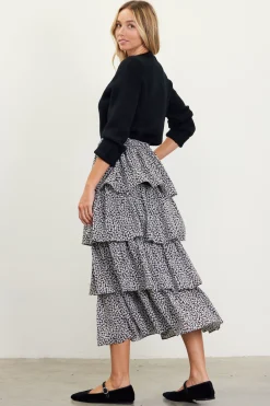 Dainty Floral Print Ruffle Midi Skirt*SKIES ARE BLUE Hot